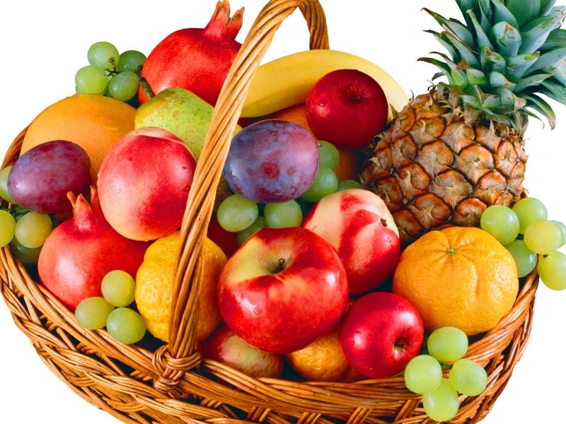 Basket with fruits and berries